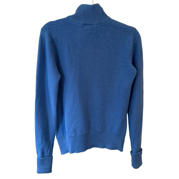 Stephanie Phillips Blue 100% Merino Wool Full-Zip Sweater Size 8 Classic Luxury - Picture 2 of 13